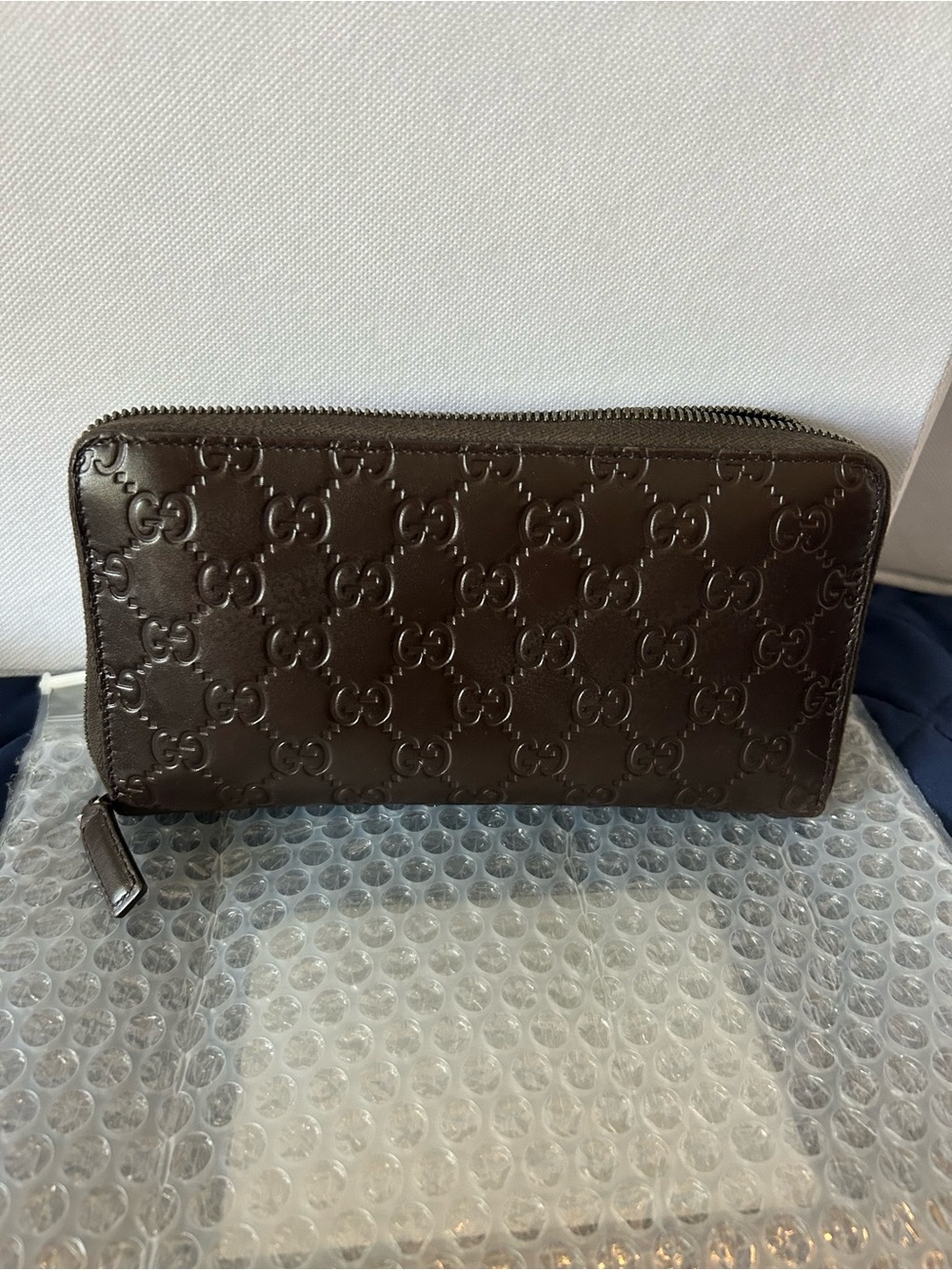 Gucci GG Guccissima Continental Wallet Brown Chocolate Leather Zipper